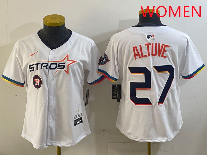 Women Houston Astros #27 Altuve White Fourth generation Joint Name 2025 Nike MLB Jersey style 7